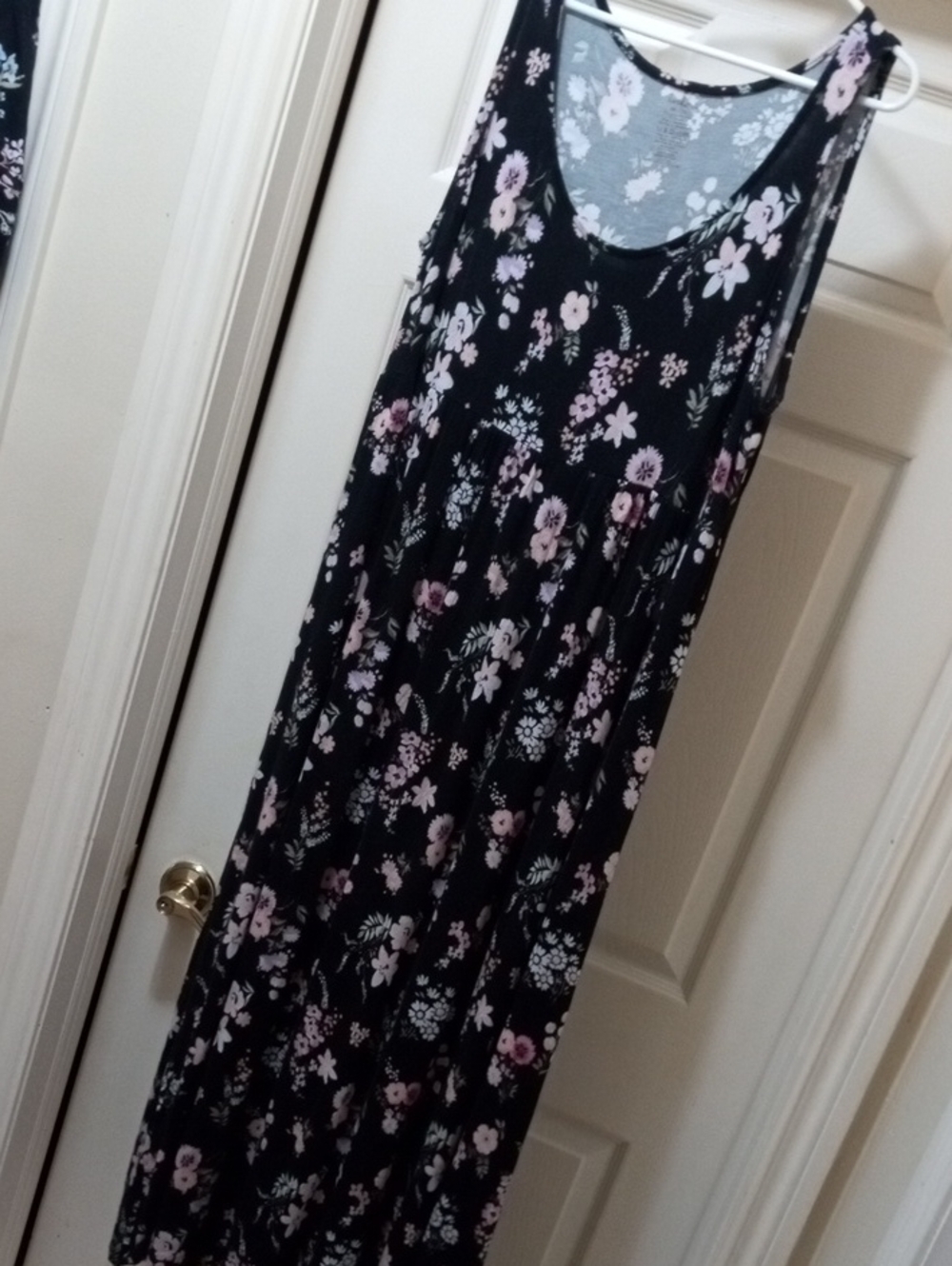George Black Maxi Dress with Pink and White Floral Print